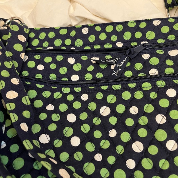 Vera Bradley green polka dot shoulder bag tote - Picture 7 of 9